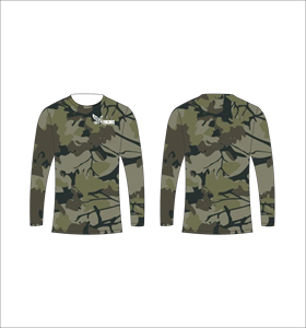 T-shirt à manches longues personnalisé en camouflage olive, respirant, pour l'entraînement sportif, haut de gamme pour la remise en forme - Product Image 1