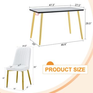 Set di Tavolo e Sedie con Piano in Vetro Effetto Marmo Bianco e Base in MDF, Gambe in Metallo Argento - Product Image 6
