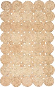Handcrafted Jute Patchwork Area Rug Bohemian Style Flat Pile Non Slip Living Room <b>Floor</b> Carpet Novelty Shape - Product Image 3