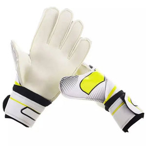 Gants de gardien de but de football personnalisés, doigts entièrement couverts, blanc et noir, en cuir, fermeture auto-agrippante, unisexe, respirants, antidérapants - Product Image 3