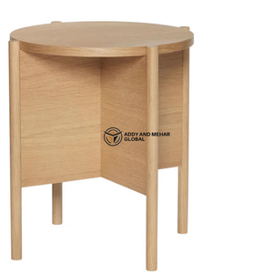 <b>Round</b> Solid Wood Corner Bedside Table Minimalist Scandinavian end table with Curved Design & Open Storage Modern Wooden - Product Image 2