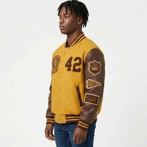Chaqueta Varsity de Lana para Hombre, Bordada con Chenille Personalizada, con Mangas de Cuero, Estilo Urbano para Universidad, Béisbol - Product Image 4