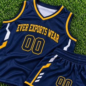 Ensemble d'uniformes de basketball bleu marine premium avec détails or et blanc, maillot de basketball respirant, vêtements de sport pour équipes universitaires - Product Image 3