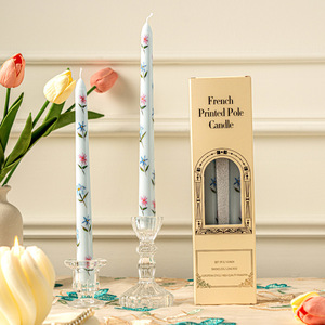 Vela de vela de cera de lujo de 25 cm con estampado para decoración del hogar, vela cónica decorativa de 25 cm con estampado. - Product Image 1