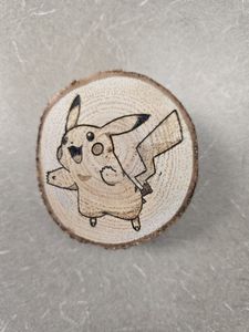Cartoon Anime Character Laser Engraved <b>Wood</b> <b>Slice</b> Coaster Round Tree Bark Edge Log Disc Beverage Mat Tabletop Surface Protection - Product Image 2