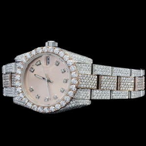Reloj de pulsera de oro blanco con pavé de moissanita y diamantes para hombre, estilo Iced Out Bling, resistente al agua, de acero inoxidable, joyería de lujo HipHop - Product Image 3