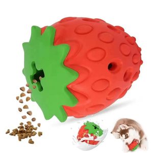 Durable Silicone Rubber <b>Pet</b> <b>Interactive</b> Chew <b>Toys</b> Strawberry-Shaped Puzzle Leak Food <b>Toy</b> <b>for</b> Moderate Chewers Dogs - Product Image 1