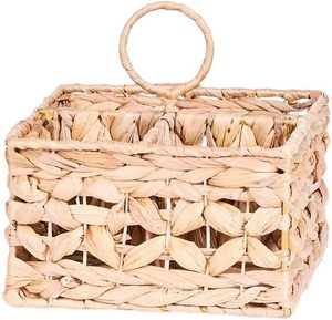 Panier de rangement en jacinthe d'eau tressé à la main pour couverts, support à ustensiles avec poignée, organisateur de table de cuisine, OEM ODM - Product Image 2