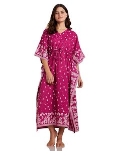 Robe de nuit longue en coton pour femmes, style kaftan | Décontracté |   Coupe ample - Product Image 3