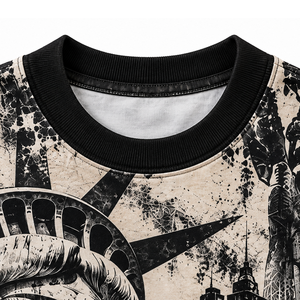เสื้อยืดโอเวอร์ไซส์ผ้าเจอร์ซีย์คอตตอน 100% ระบายอากาศได้ดี พิมพ์ลายกราฟิกนิวยอร์ก สไตล์สตรีทแวร์ วินเทจ รูปปั้นเทพีเสรีภาพ สำหรับผู้ชาย - Product Image 3