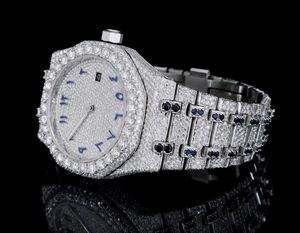 Montre à quartz Bling avec calendrier pour homme, entièrement sertie de diamants, en acier inoxydable, étanche, montre-bracelet de luxe pour affaires - Product Image 3