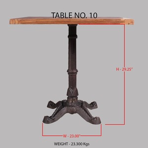 Table d'appoint sur piétement en fer avec plateau en bois massif, style antique, résistante à la rouille, pour salon, chambre, véranda - Product Image 1