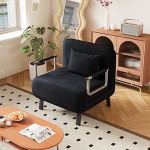 31.5\" Convertible Chair <b>Bed</b> Tri Fold <b>Sofa</b> with Adjustable Backrest Pillow Leisure Chaise Lounge Couch Durable Steel <b>Frame</b> - Product Image 1