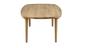 Mesa de Centro de Madera de Teca Sólida, Rectangular Redondeada, para Patio, con Patas Cónicas - Product Image 3