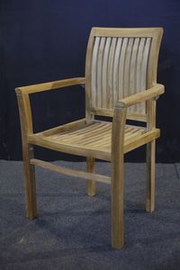 <b>Outdoor</b> Dining Stacking <b>Chair</b> with Solid Teak Wood Frame in Well Sanded Finish - Product Image 3