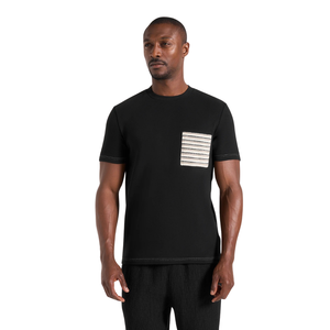 Mens O Neck Short Sleeve T <b>Shirt</b> Chest Patch Detail Contrast Stitching Regular Fit Casual Wholesale Custom OEM Cotton Jersey Tee - Product Image 3