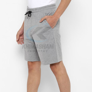 High Quality Solid Front Logo Casual Breathable <b>Men</b> <b>Fleece</b> <b>Shorts</b> Polyester/Cotton Fabric Drawstring Closure Summer <b>Shorts</b> - Product Image 2