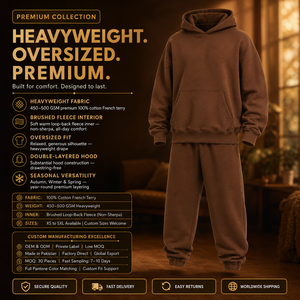 Chándal Unisex de Invierno con Capucha, Corte Holgado, Felpa, Algodón French Terry 480 GSM, Personalizable, Casual, Moderno, Resistente y Cómodo - Product Image 6