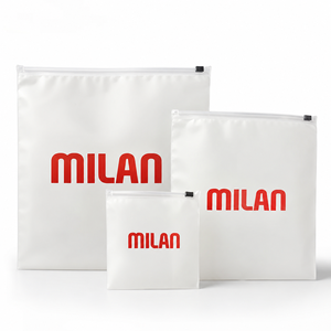 Sac à fermeture éclair givré personnalisé, pochette de rangement transparente en EVA avec impression de logo, sac d'emballage réutilisable et imperméable pour vêtements - Product Image 2
