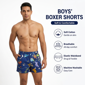 Boxers pour hommes adultes, imprimé dessin animé, tricotés en coton doux, respirants, taille élastique, lavables en machine, style taille mi-haute - Product Image 2