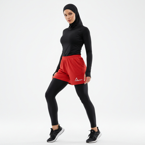 กางเกงขาสั้นออกกำลังกาย 2 in 1 สำหรับผู้หญิงมุสลิม สวมใส่สบาย แห้งเร็ว ระบายอากาศได้ดี ทรงปกติ ป้องกันแสงแดด UPF50 - Product Image 1