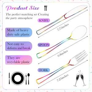 Ensemble de couverts jetables écologiques, biodégradables, recyclables, sans BPA, adaptés aux aliments, pour fêtes et événements - Product Image 1