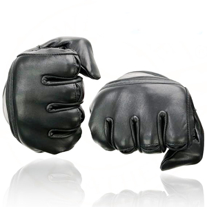 Samroz Sports Men's Grey Perforated Leather Full Finger Motorcycle Hand <b>Gloves</b> W/Breathable ‘Open Knuckle - Product Image 3