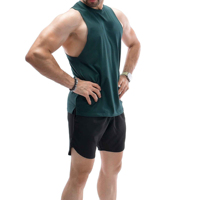 Ensemble débardeur et short de sport personnalisable grande taille pour homme, en coton et élasthanne, couleur unie, style décontracté pour l'été