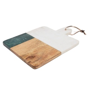 Tabla de cortar cuadrada de mármol verde Baroda y mármol blanco de madera de acacia de la mejor calidad para hoteles tabla de cortar verduras - Product Image 1