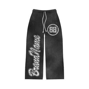 Conjunto Deportivo Personalizado con Estampado Puff 2025, Unisex, Negro, para Entrenamiento de Invierno, Conjunto de Sudadera con Capucha y Pantalones Deportivos con Logotipo Estampado - Product Image 3