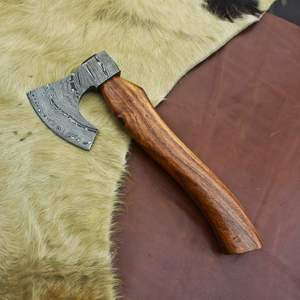Hache Viking Artisanale Personnalisée 2025 en Acier Damas de Qualité Industrielle avec Manche en Bois de Rose, Mini Hache, Tête d'Hache, Garantie de 3 Ans - Product Image 2