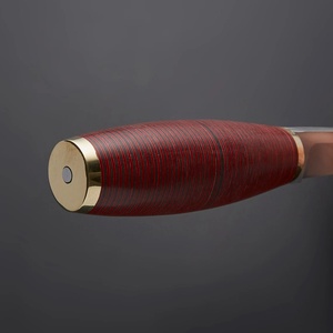 Couteau de chasse/découpe de viande en acier Damas fait main, lame fixe, manche en Micarta, étui en cuir, OEM, multifonctionnel, vente en gros - Product Image 4