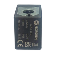 Bobina Solenoide NORGREN 24VDC 0.25A 6.0W IP65 Código 83J para Válvulas Industriales