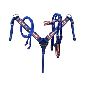 Precios directos de fábrica, conjunto de cuello de cabeza y pecho occidental de nailon azul de alta calidad con riendas, fabricación de proveedores principales en India - Product Image 6