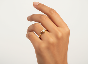 Handmade Gold Plated Minimalist Triangle Gemstone <b>Ring</b> Factory Direct VVS1 Lab Grown Diamond <b>Stacking</b> <b>Ring</b> Unisex Wedding - Product Image 2