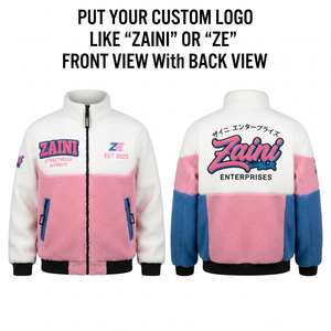 Premium 240gsm Polar Fleece Men's Autumn Running <b>Jacket</b> Heavy Soft Sherpa Fleece Color Block Panels Embossed Applique Logo - Product Image 1