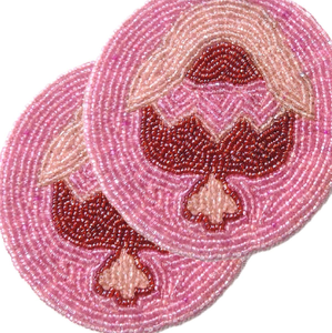 Elegant Floral Beaded Glass Satin <b>Round</b> <b>Table</b> Coaster Intricate Design Eco-Friendly Durable Customizable Drink Cup Mat Home Bar - Product Image 5