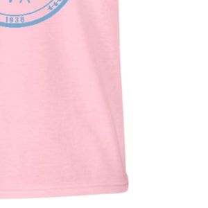 Camiseta de Manga Corta Rosa Claro con Cuello Redondo y Estampado Gráfico Azul, Ropa Casual para el Día a Día, Prenda Cómoda - Product Image 6