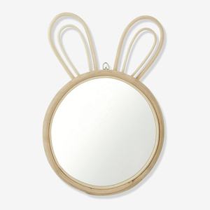 Miroir Lapin Artisanal Tressé à la Main en Rotin – Décoration Murale Bohème pour Chambre d'Enfant et Crèche – Artisanat en Osier Décoratif - Product Image 4