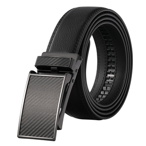Ceinture en cuir de vachette véritable de haute qualité pour hommes, ceinture à cliquet avec boucle automatique en alliage et logo personnalisé - Product Image 2