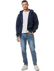 Custom Logo 400G 100% Cotton Heavyweight <b>Fleece</b> <b>zipper</b> Hoodie Plus Size Men's Winter Print Embroidered Knitted Stock Blank - Product Image 2