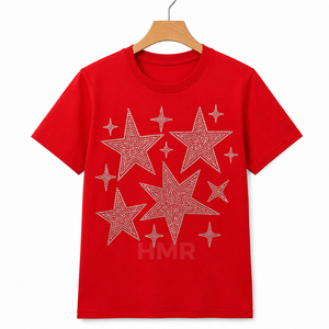 T-shirt personnalisé HMR Brotherhood avec strass pour unisexe, t-shirt en coton avec strass thermocollés, t-shirt graphique brillant avec cristaux - Product Image 5