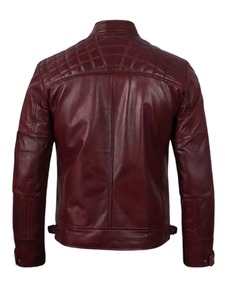 เสื้อแจ็คเก็ตบุผ้านวมสีแดงเลือดหมูสำหรับผู้ชาย - Product Image 2