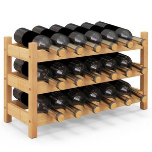 3-Tier Bamboo Freestanding Countertop <b>Wine</b> <b>Rack</b> Organizer for <b>Wine</b> Bottles - Product Image 1