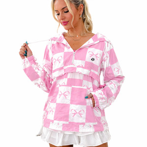 Trendy Custom Women's Printed Pullover Pink Nylon Windbreaker <b>Jacket</b> Hooded <b>Lightweight</b> Casual Outerwear Half Zip <b>jacket</b> for men - Product Image 6