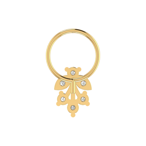 AJRETAIL Pin's de nez pour femme en or 14 carats avec diamant naturel de 0,12 ct, design cascade de fleurs, style ethnique - Product Image 5