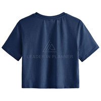 T-shirt court à manches courtes pour femme, 100% coton, décontracté d'été, col rond, taille haute