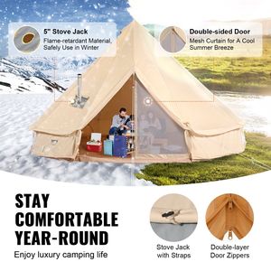 10'x 10'x98 \ "diametro 3-5 persona tenda campana Glamping traspirante impermeabile yurta tenda a parete laterale staccabile Jack per stufa - Product Image 3