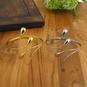 Stainless Steel Upper Arm Cuff <b>Bracelet</b> Adjustable Minimalist Armlet Gold Silver Open Bohemian Jewelry for Women Gift - Product Image 2