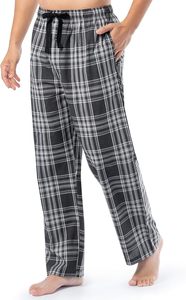 OEM Custom Logo Direct Factory Wholesale <b>Men's</b> 100% Cotton Plaid Trouser Adult Drawstring Waist Sleepwear Lightweight Pajamas - Product Image 4